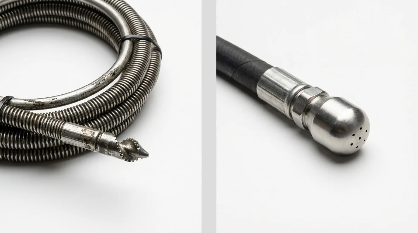 Drain snake cable and hydro jetting nozzle used for drain cleaning in Reserve, LA