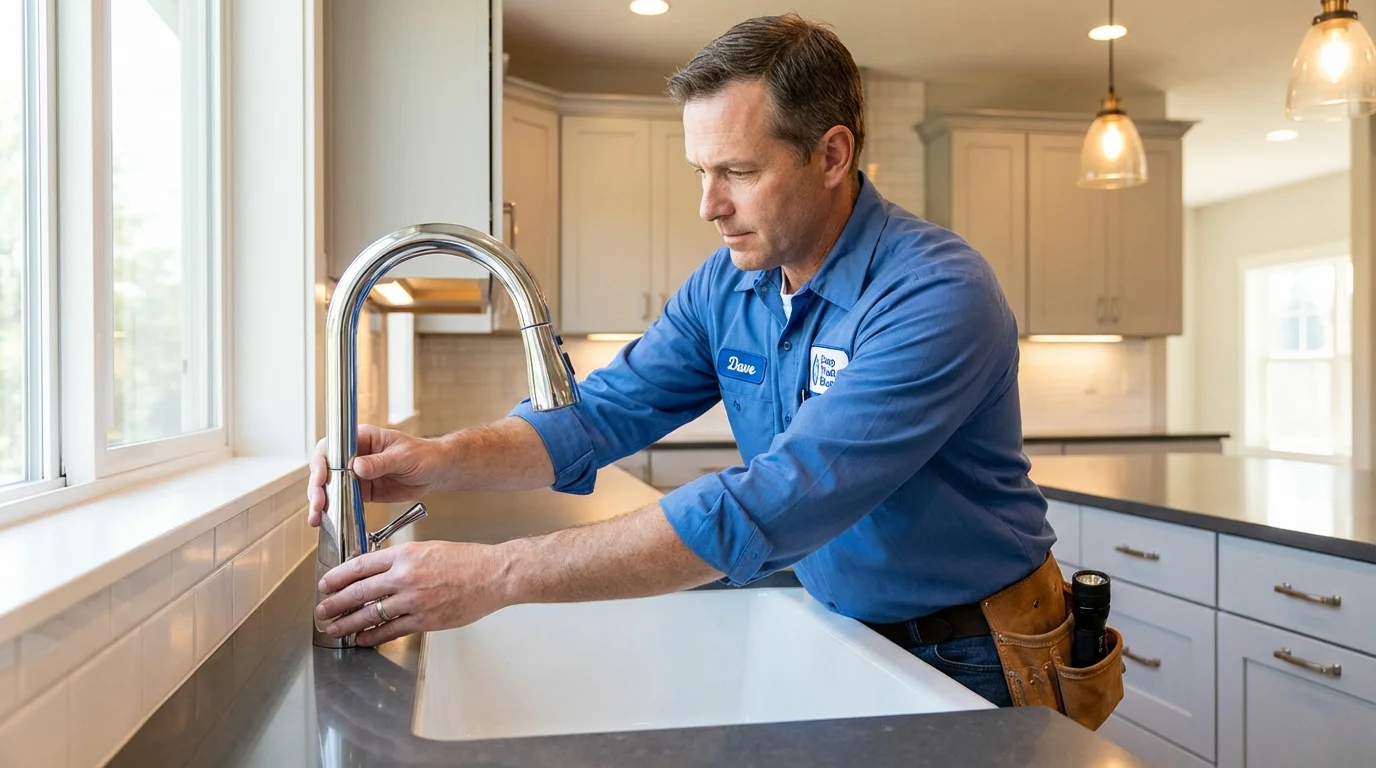 Kitchen faucet installation by Johns Plumbing LLC in Reserve