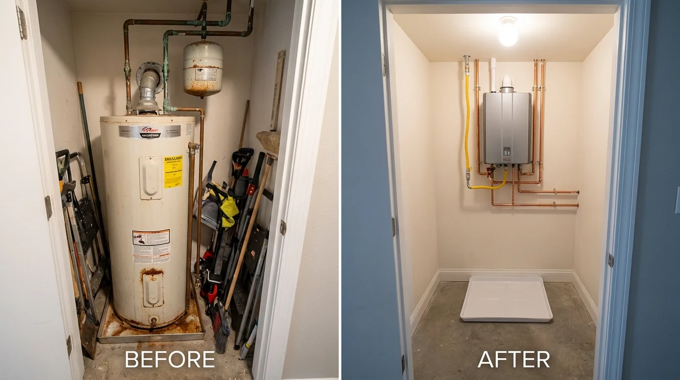 Tank water heater versus wall-mounted tankless unit comparison for Reserve, LA homeowners