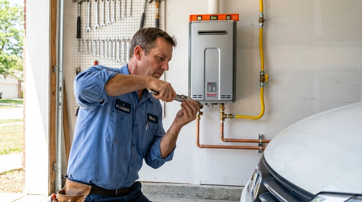 Tankless water heater installation by a Johns Plumbing LLC plumber in Reserve